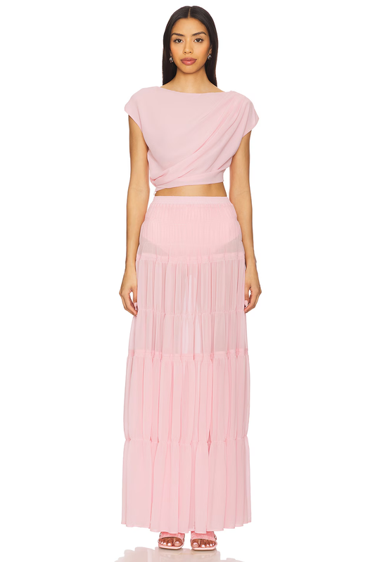 Blush Draped Chiffon Crop Top